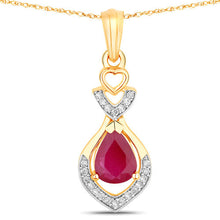 Load image into Gallery viewer, 0.86 Carat Genuine Ruby and White Diamond 14K Yellow Gold Pendant