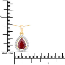 Load image into Gallery viewer, 1.61 Carat Genuine Ruby and White Diamond 14K Yellow Gold Pendant