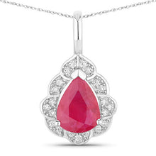 Load image into Gallery viewer, 1.29 Carat Genuine Ruby and White Diamond 14K White Gold Pendant