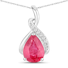 Load image into Gallery viewer, 1.98 Carat Genuine Ruby and White Diamond 14K White Gold Pendant