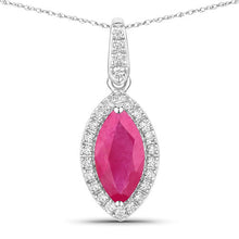 Load image into Gallery viewer, 1.60 Carat Genuine Ruby and White Diamond 14K White Gold Pendant