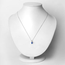 Load image into Gallery viewer, 0.71 Carat Genuine Blue Sapphire and White Diamond 14K White Gold Pendant