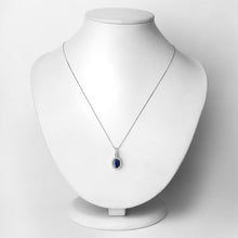 Load image into Gallery viewer, 1.79 Carat Genuine Blue Sapphire and White Diamond 14K White Gold Pendant