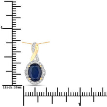 Load image into Gallery viewer, 1.72 Carat Genuine Blue Sapphire and White Diamond 14K Yellow Gold Pendant