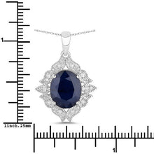 Load image into Gallery viewer, 6.44 Carat Genuine Blue Sapphire and White Diamond 14K White Gold Pendant