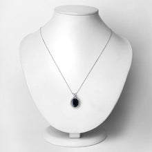 Load image into Gallery viewer, 6.58 Carat Genuine Blue Sapphire and White Diamond 14K White Gold Pendant