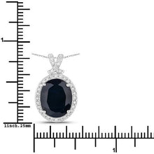 Load image into Gallery viewer, 6.58 Carat Genuine Blue Sapphire and White Diamond 14K White Gold Pendant