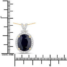 Load image into Gallery viewer, 6.58 Carat Genuine Blue Sapphire and White Diamond 14K Yellow Gold Pendant