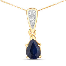 Load image into Gallery viewer, 0.85 Carat Genuine Blue Sapphire and White Diamond 14K Yellow Gold Pendant