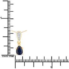 Load image into Gallery viewer, 0.85 Carat Genuine Blue Sapphire and White Diamond 14K Yellow Gold Pendant