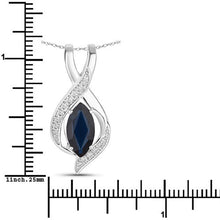 将图片加载到图库查看器,2.27 Carat Genuine Blue Sapphire and White Diamond 14K White Gold Pendant