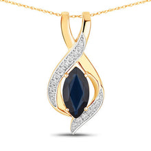 Load image into Gallery viewer, 2.27 Carat Genuine Blue Sapphire and White Diamond 14K Yellow Gold Pendant