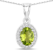 将图片加载到图库查看器,1.90 Carat Genuine Peridot and Lab Grown Diamond .925 Sterling Silver Pendant