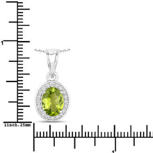 将图片加载到图库查看器,1.90 Carat Genuine Peridot and Lab Grown Diamond .925 Sterling Silver Pendant