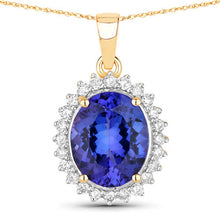 Load image into Gallery viewer, 4.68 Carat Genuine Tanzanite and White Diamond 14K Yellow Gold Pendant
