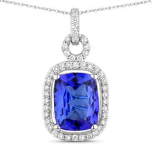 Load image into Gallery viewer, 2.25 Carat Genuine Tanzanite and White Diamond 14K White Gold Pendant