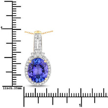 将图片加载到图库查看器,3.74 Carat Genuine Tanzanite and White Diamond 14K Yellow Gold Pendant