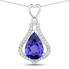 Load image into Gallery viewer, 3.30 Carat Genuine Tanzanite and White Diamond 14K White Gold Pendant