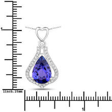 Load image into Gallery viewer, 3.30 Carat Genuine Tanzanite and White Diamond 14K White Gold Pendant