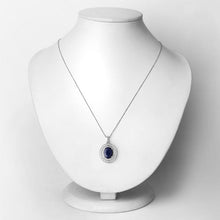 Load image into Gallery viewer, 4.82 Carat Genuine Blue Sapphire and White Diamond 14K White Gold Pendant