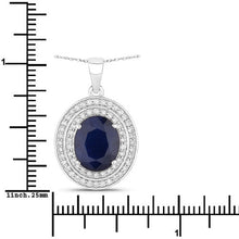 Load image into Gallery viewer, 4.82 Carat Genuine Blue Sapphire and White Diamond 14K White Gold Pendant