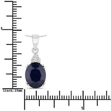 将图片加载到图库查看器,4.41 Carat Genuine Blue Sapphire and White Diamond 14K White Gold Pendant