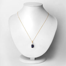 Load image into Gallery viewer, 4.41 Carat Genuine Blue Sapphire and White Diamond 14K Yellow Gold Pendant