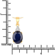 Load image into Gallery viewer, 4.41 Carat Genuine Blue Sapphire and White Diamond 14K Yellow Gold Pendant