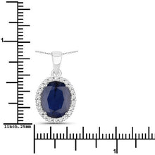 Load image into Gallery viewer, 4.63 Carat Genuine Blue Sapphire and White Diamond 14K White Gold Pendant