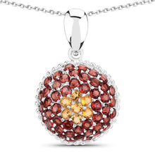 将图片加载到图库查看器,4.57 Carat Genuine Citrine and Garnet .925 Sterling Silver Pendant