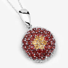 将图片加载到图库查看器,4.57 Carat Genuine Citrine and Garnet .925 Sterling Silver Pendant