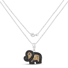 Load image into Gallery viewer, 0.89 Carat Genuine Black Diamond and Yellow Diamond .925 Sterling Silver Pendant