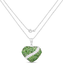 将图片加载到图库查看器,4.51 Carat Genuine Chrome Diopside and White Topaz .925 Sterling Silver Pendant