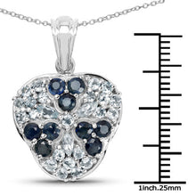 Load image into Gallery viewer, 2.73 Carat Genuine Blue Sapphire and Aquamarine .925 Sterling Silver Pendant