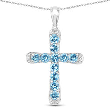Load image into Gallery viewer, 3.85 Carat Genuine Blue Topaz .925 Sterling Silver Pendant