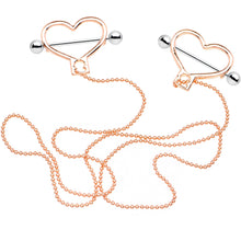 Load image into Gallery viewer, Rose Gold Tone Heart to Heart Dangle Nipple Chain