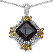 Load image into Gallery viewer, 6.27 Carat Genuine Smoky Quartz, Citrine & White Topaz .925 Sterling Silver Pendant