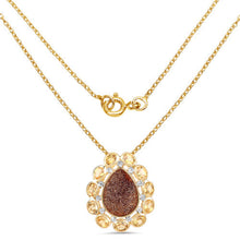 Load image into Gallery viewer, 14K Yellow Gold Plated 5.14 Carat Genuine Red Droozi and Citrine .925 Sterling Silver Pendant