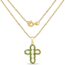 Load image into Gallery viewer, 14K Yellow Gold Plated 3.11 Carat Genuine Ethiopian Opal and Chrome Diopside .925 Sterling Silver Pendant
