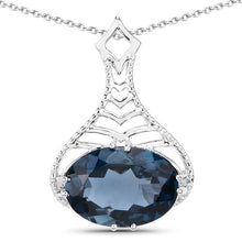 Load image into Gallery viewer, 6.65 Carat Genuine London Blue Topaz .925 Sterling Silver Pendant