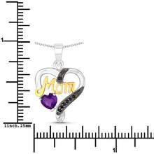 将图片加载到图库查看器,0.48 Carat Genuine Amethyst and Black Spinel .925 Sterling Silver Pendant