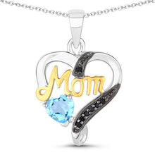 Load image into Gallery viewer, 0.57 Carat Genuine Swiss Blue Topaz and Black Spinel .925 Sterling Silver Pendant