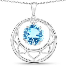 Load image into Gallery viewer, 8.75 Carat Genuine Swiss Blue Topaz .925 Sterling Silver Pendant