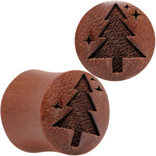 将图片加载到图库查看器,Organic Sawo Wood Christmas Tree Saddle Plug Set Sizes 8mm to 25mm