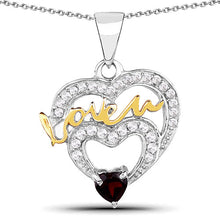 Load image into Gallery viewer, 0.51 Carat Genuine Garnet and White Topaz .925 Sterling Silver Pendant