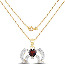 Load image into Gallery viewer, 14K Yellow Gold Plated 1.05 Carat Genuine Garnet and White Topaz .925 Sterling Silver Pendant