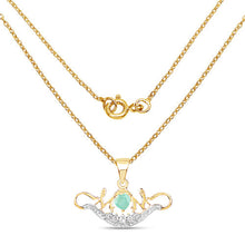 Load image into Gallery viewer, 14K Yellow Gold Plated 0.62 Carat Genuine Emerald and White Topaz .925 Sterling Silver Pendant