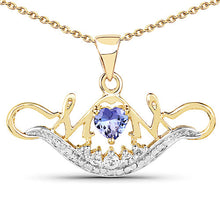 Load image into Gallery viewer, 14K Yellow Gold Plated 0.62 Carat Genuine Tanzanite and White Topaz .925 Sterling Silver Pendant