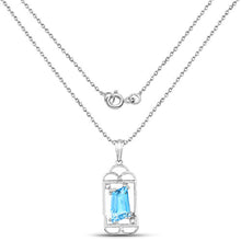 Load image into Gallery viewer, 4.57 Carat Genuine Swiss Blue Topaz & White Topaz .925 Sterling Silver Pendant