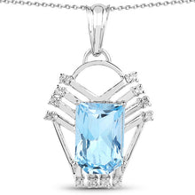 Load image into Gallery viewer, 5.76 Carat Genuine Swiss Blue Topaz & White Topaz .925 Sterling Silver Pendant